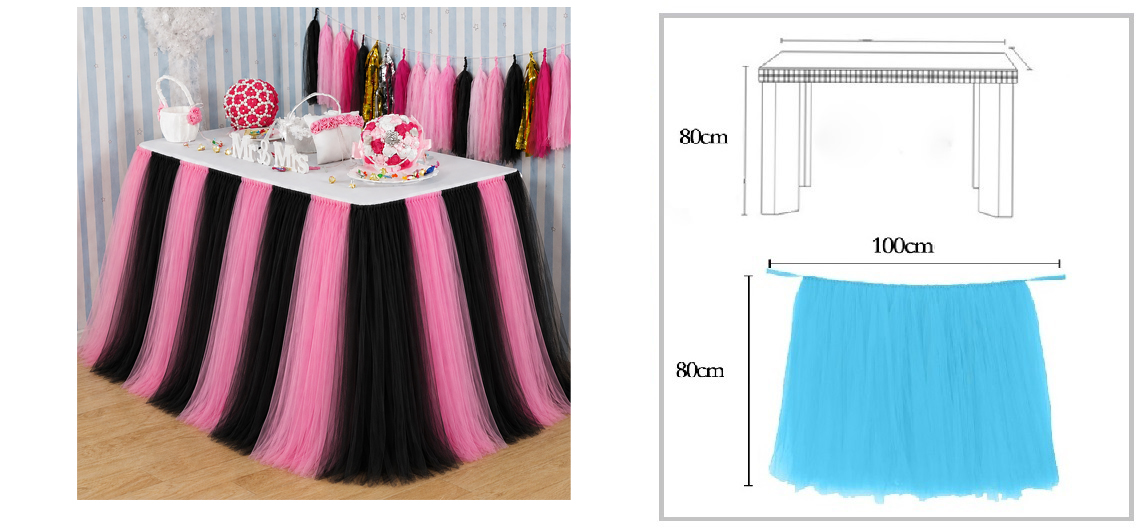 BLACK & PINK Colour TUTU Table Skirt (1 METRE)